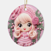 Charming Pink Holiday Elf Keramik Ornament (Links)