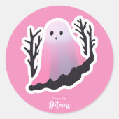 Charming Pink Ombre Ghost Halloween Stickers (Vorderseite)