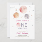 Charming Pink Planets 1. Geburtstag Einladung (Vorderseite)