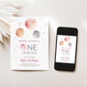 Charming Pink Planets 1. Geburtstag Einladung