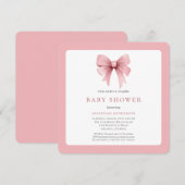 Charming Pink Ribbon Bow Girl Couples Kinderdusche Einladung (Vorne/Hinten)