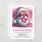 Charming Pink Santa Bubble Gum Funny Christmas Einladung (Vorderseite)