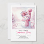 Charming Pink Snowman Kids Editable Christmas  Einladung (Vorderseite)