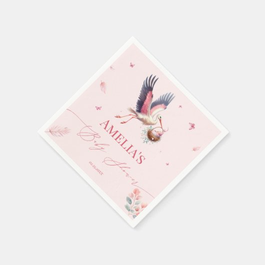 Charming Pink Stork Baby Dusche Napkins Serviette (Ecke)