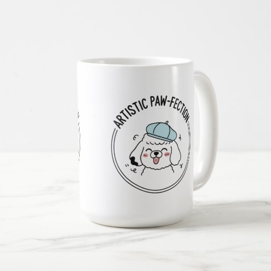Charming Poodle Sketch mit Blue Beret Kaffeetasse (VorderseiteRechts)