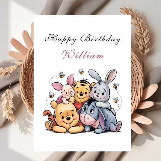 Charming Pooh & Friends Birthday Karte