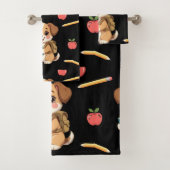 Charming puppy reading, school bag pattern  badhandtuch set (Insitu)