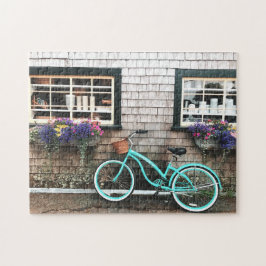 Charming Quaint Cape Cod Blue Bicycle Blume Chic Puzzle