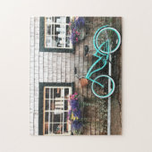 Charming Quaint Cape Cod Blue Bicycle Blume Chic Puzzle (Vertikal)