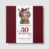 Charming quirky 50th birthday lady guest book gästebuch (Vorderseite)