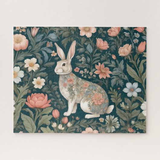 Charming Rabbit William Morris Inspirierte floral Puzzle (Horizontal)