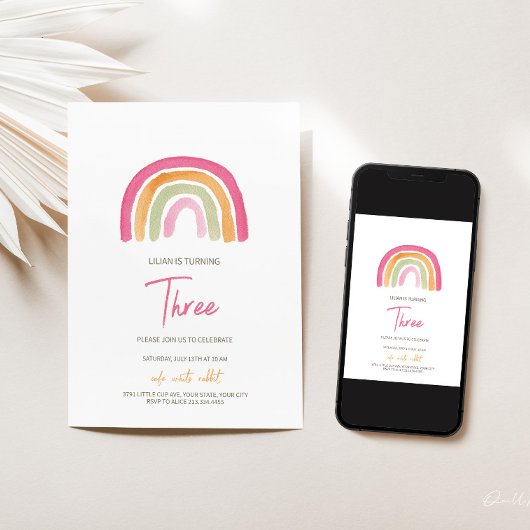 Charming Rainbow Birthday Einladung