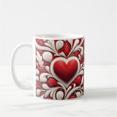 Charming Rea White Hearts Floral Valentinstag Kaffeetasse (Links)
