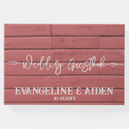 Charming Red Barn Wood Wedding Gästebuch