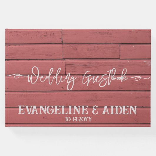 Charming Red Barn Wood Wedding Gästebuch (Vorderseite)