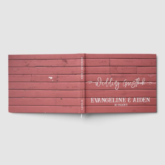 Charming Red Barn Wood Wedding Gästebuch (Voll)