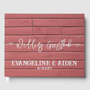 Charming Red Barn Wood Wedding Gästebuch