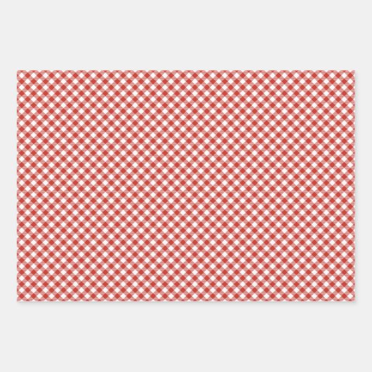 Charming Red Gingham Pizza Patterns Geschenkpapier Set (Vorderseite 2)