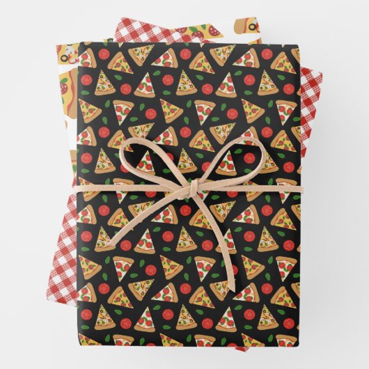 Charming Red Gingham Pizza Patterns Geschenkpapier Set (Beispiel)