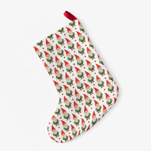 Charming Red Hat Green Gnome Holiday Stocking Kleiner Weihnachtsstrumpf (Rückseite (Hängend))