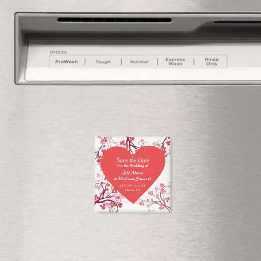 Charming Red Heart Save the Date Magnet (In Situ (Geschirrspüler))