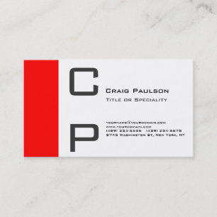 Charming Red Schwarz-weiß Monogram Business Card Visitenkarte
