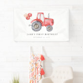 Charming Red Tractor Birthday Banner (Insitu)