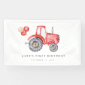 Charming Red Tractor Birthday Banner (Horizontal)