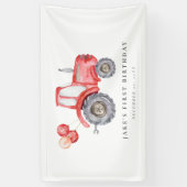 Charming Red Tractor Birthday Banner (Vertikal)