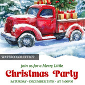 Charming red truck Christmas scene rustic invites Einladung