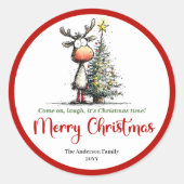 Charming reindeer funny whimsical Xmas sticker (Vorderseite)