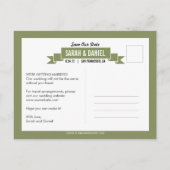 Charming Ribbon Save the Date - Grün Ankündigungspostkarte (Rückseite)