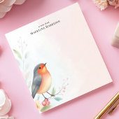 Charming Robin RedBrustvogel Personalisierter Name Notizblock
