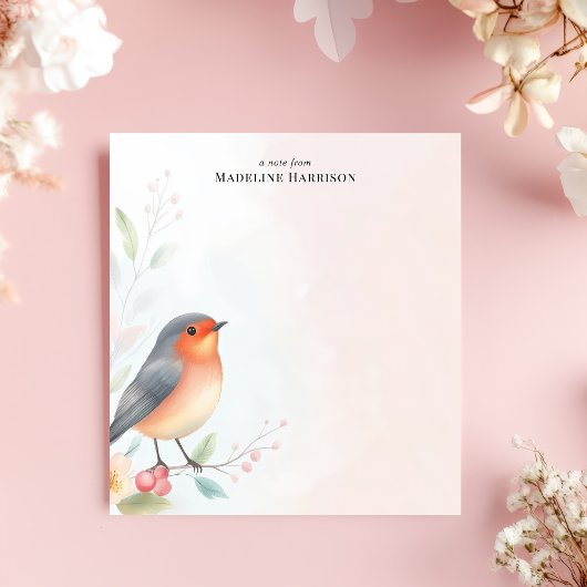 Charming Robin RedBrustvogel Personalisierter Name Notizblock