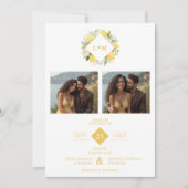 Charming Romantic Cluster Lemons Initials 2-Photos Save The Date (Vorderseite)