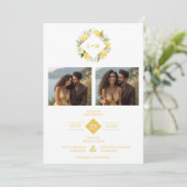 Charming Romantic Cluster Lemons Initials 2-Photos Save The Date (Stehend Vorderseite)