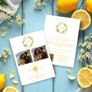 Charming Romantic Cluster Lemons Initials 2-Photos Save The Date