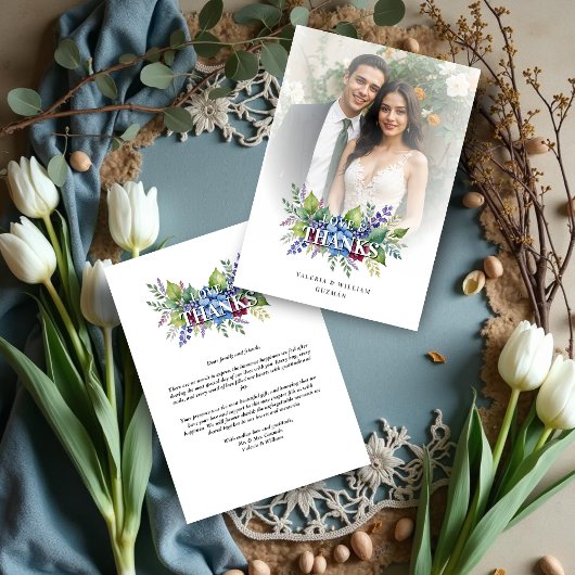 Charming Romantic Floral & Transparency Overlay Dankeskarte