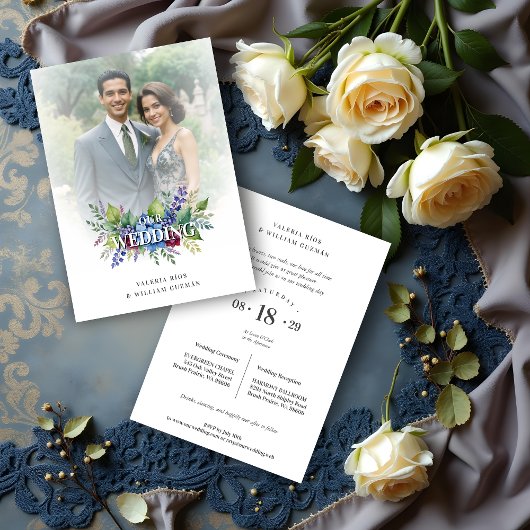 Charming Romantic Floral & Transparency Overlay Einladung