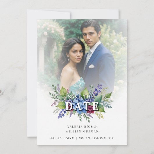 Charming Romantic Floral & Transparency Overlay Save The Date (Vorderseite)