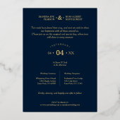 Charming Romantic Whimsy Script Navy Blue Folieneinladung (Rückseite)