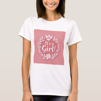 Charming Rosa Gender Reveal Logo für Mädchen T-Shirt