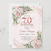 Charming Rose Gold Eucalyptus Greenery 70 Birthday Einladung (Vorderseite)
