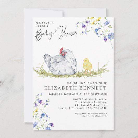 Charming Rustic Farmhouse | Chicken Baby  Einladung (Vorderseite)