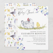 Charming Rustic Farmhouse | Chicken Baby  Einladung (Vorne/Hinten)