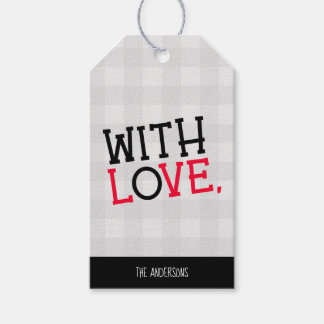 Charming Rustic Light Grey Buffalo Plaid With Love Geschenkanhänger