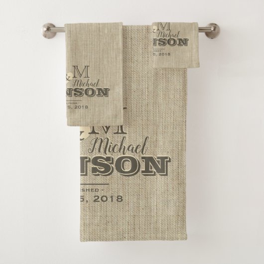 Charming Rustic Linse Look Monogram Badhandtuch Set (Insitu)
