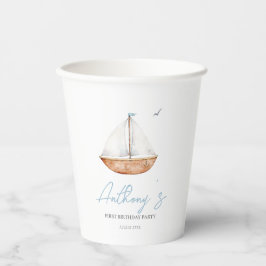 Charming Rustic Sailboat Geburtstag Pappbecher