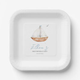 Charming Rustic Sailboat Geburtstag Pappteller
