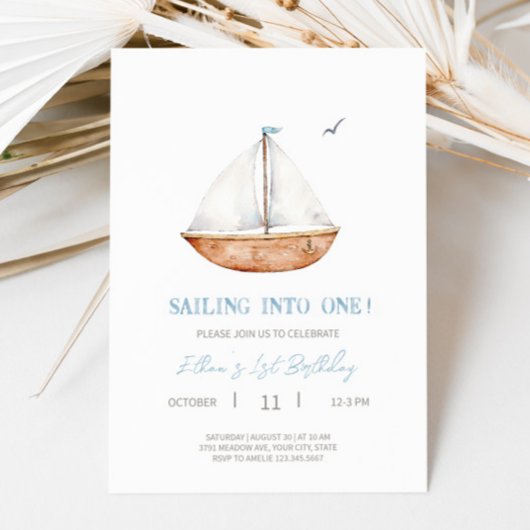 Charming Rustic Sailboat Geburtstagsparty Einladun Einladung